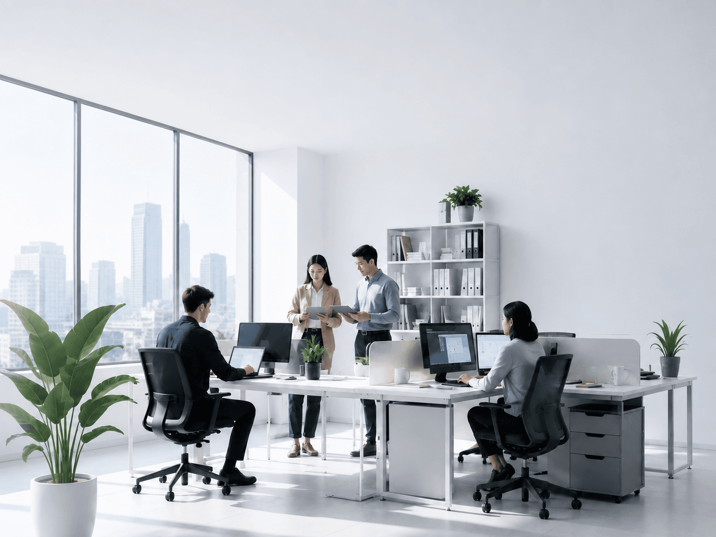 A team collaborating in a modern office